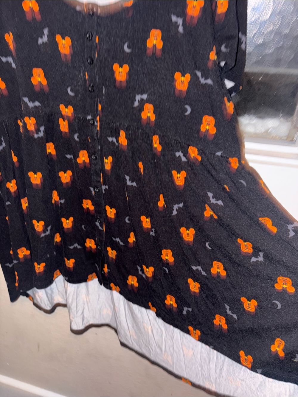 Disney Plus-Size Black Halloween Mickey Print Sleep Top - Orange Accents - Picture 6 of 9